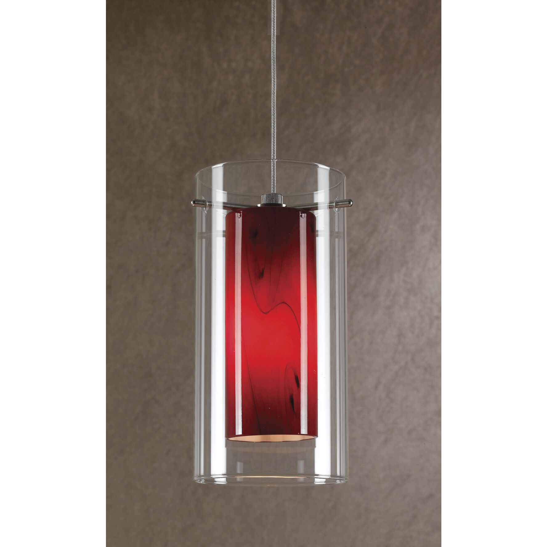 Signature 1 Light 4 inch Brushed Steel Pendant Set Ceiling Light, Low Voltage