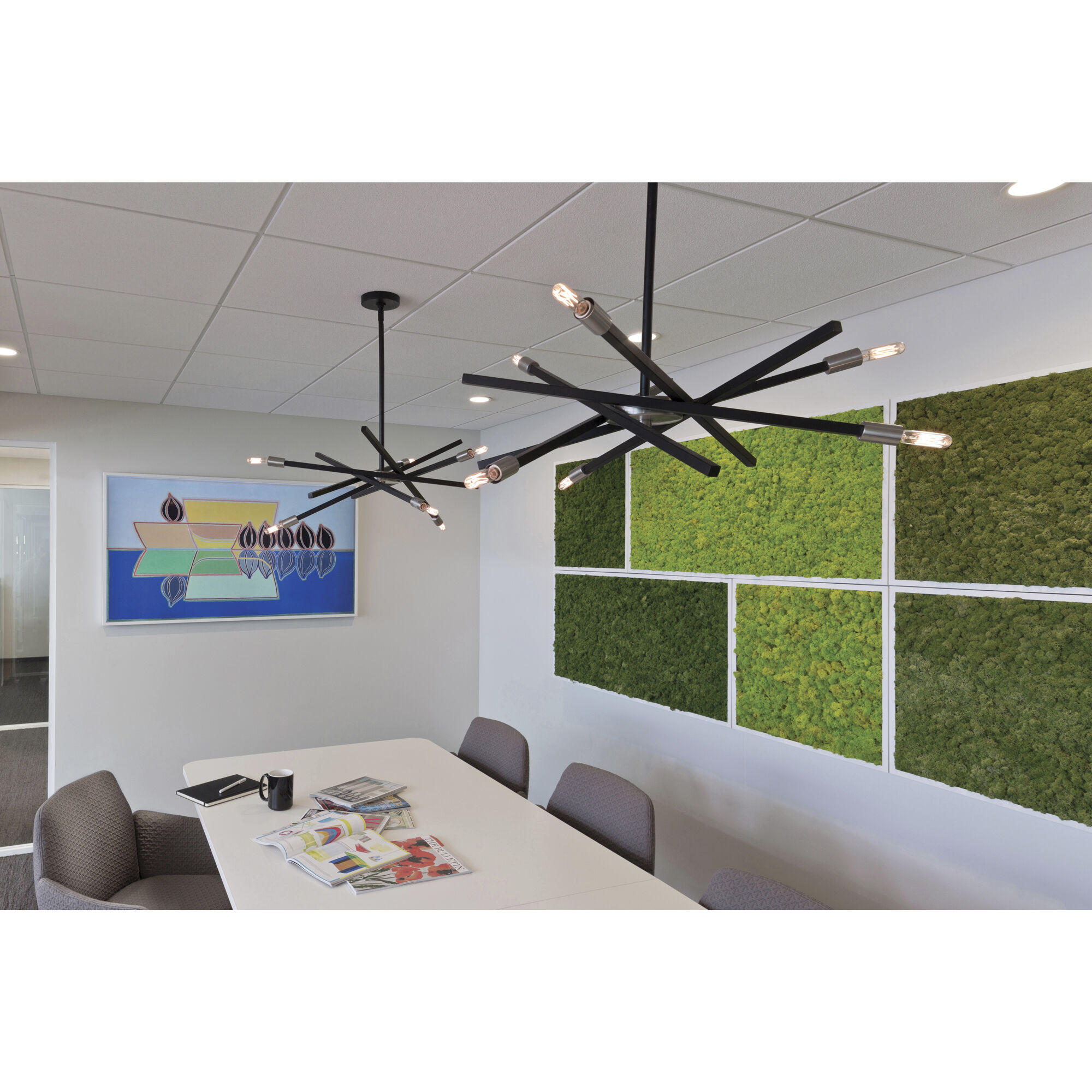 Archer 6 Light 26 inch Satin Black with Brushed Nickel Indoor Chandelier Ceiling Light