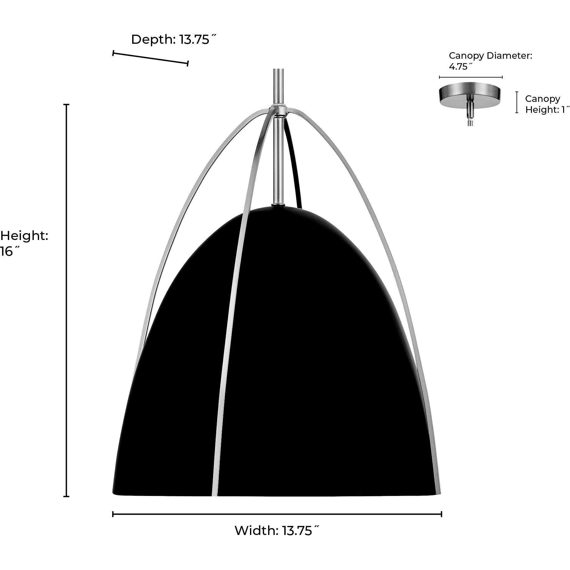 Pomelle 1 Light 13.75 inch Matte Black and Modern Gold Pendant Ceiling Light in Matte Black/Modern Gold
