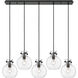 Newton Sphere 5 Light 39.75 inch Matte Black Linear Pendant Ceiling Light in Clear Glass