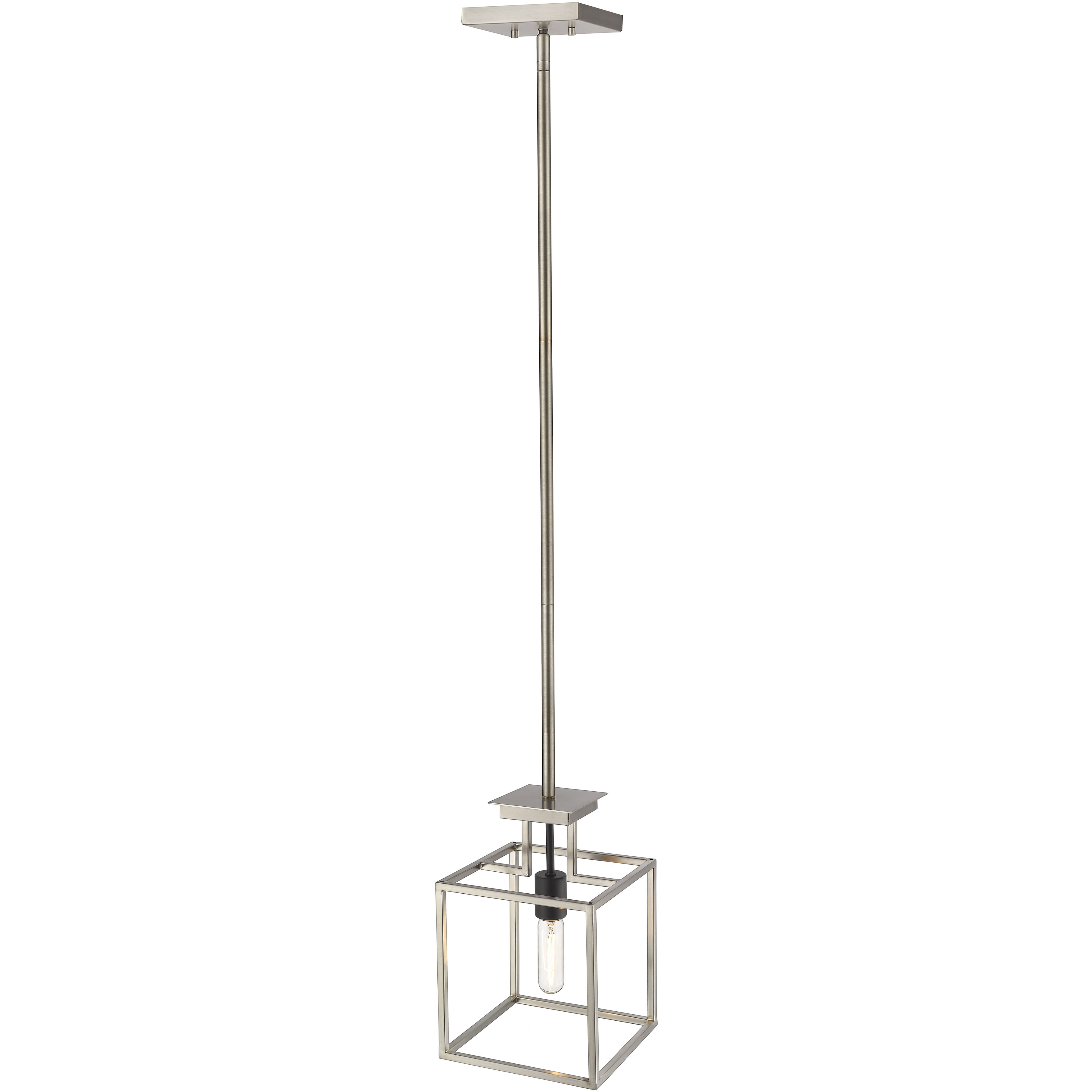 Quadra 1 Light 8 inch Brushed Nickel and Black Pendant Ceiling Light