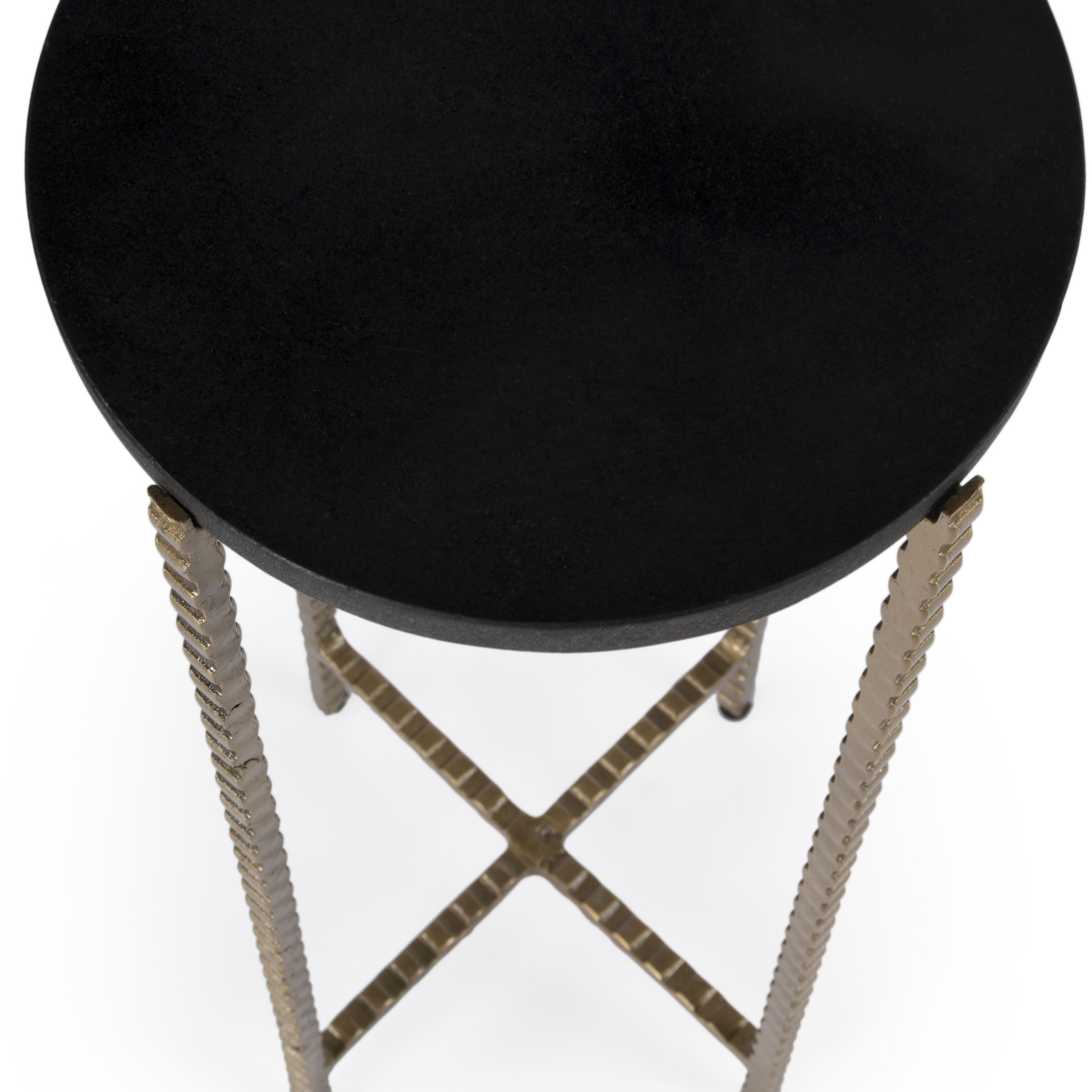 Nigella Granite Cross Legs Side Table in Multi-Color