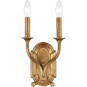 Misty 2 Light 8 inch Antique Gold Sconce Wall Light