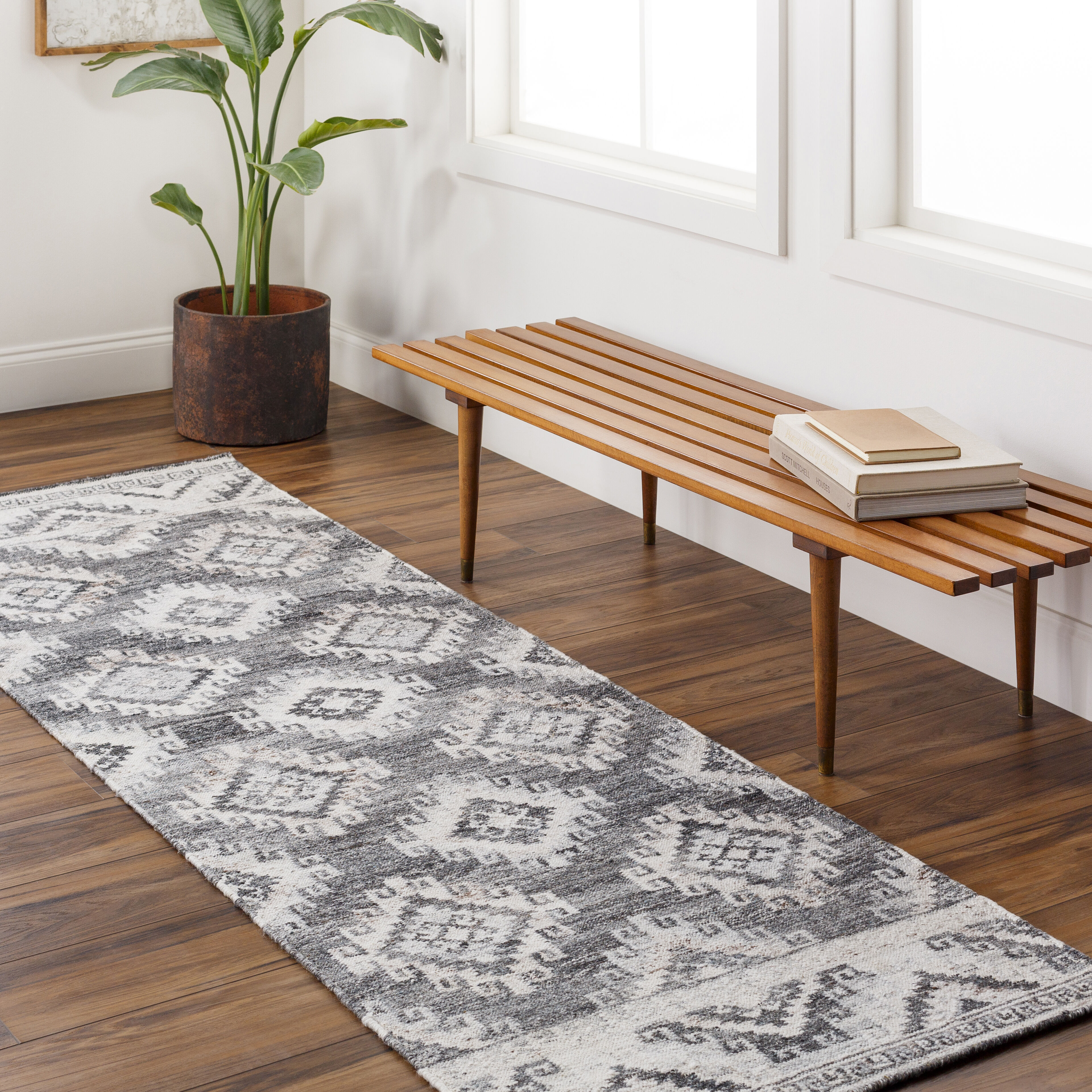Alyssa 96 X 30 inch Light Grey Rug, Runner