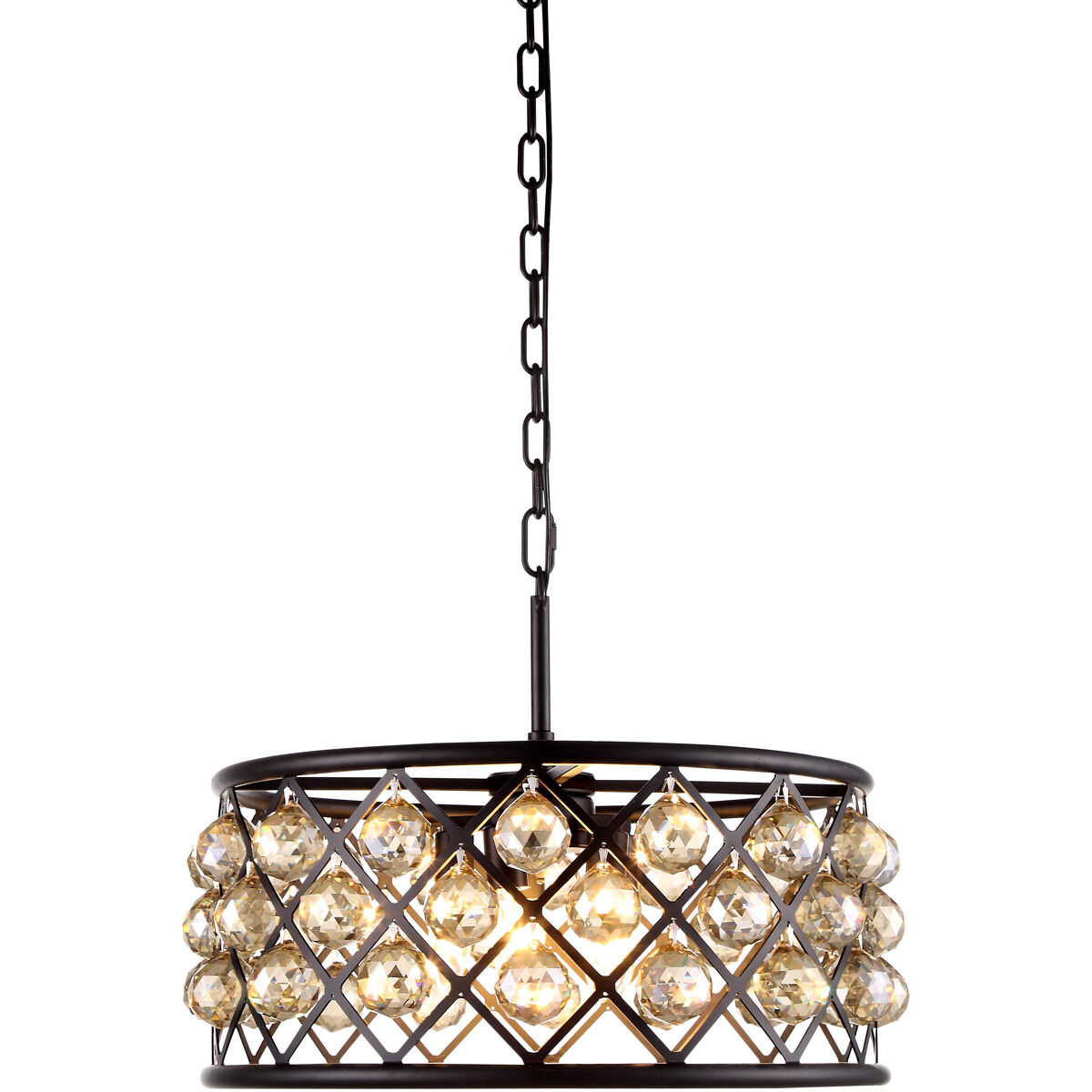 Madison 5 Light 20 inch Matte Black Pendant Ceiling Light in Golden Teak, Faceted Royal Cut, Urban Classic