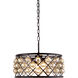 Madison 5 Light 20 inch Matte Black Pendant Ceiling Light in Golden Teak, Faceted Royal Cut, Urban Classic