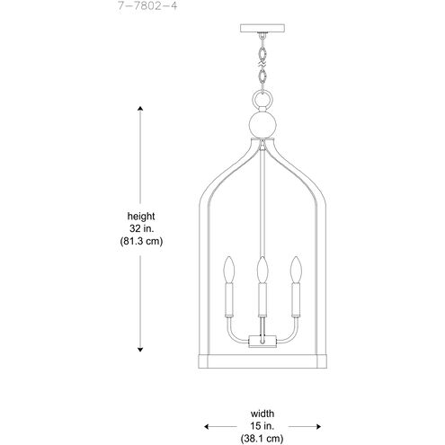 Sheffield 4 Light 15 inch Black with Warm Brass Accents Pendant Ceiling Light
