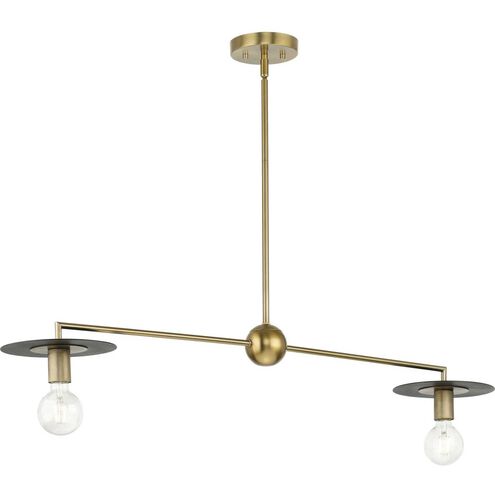 Trimble 2 Light 44 inch Brushed Bronze Linear Chandelier Ceiling Light, Design Series