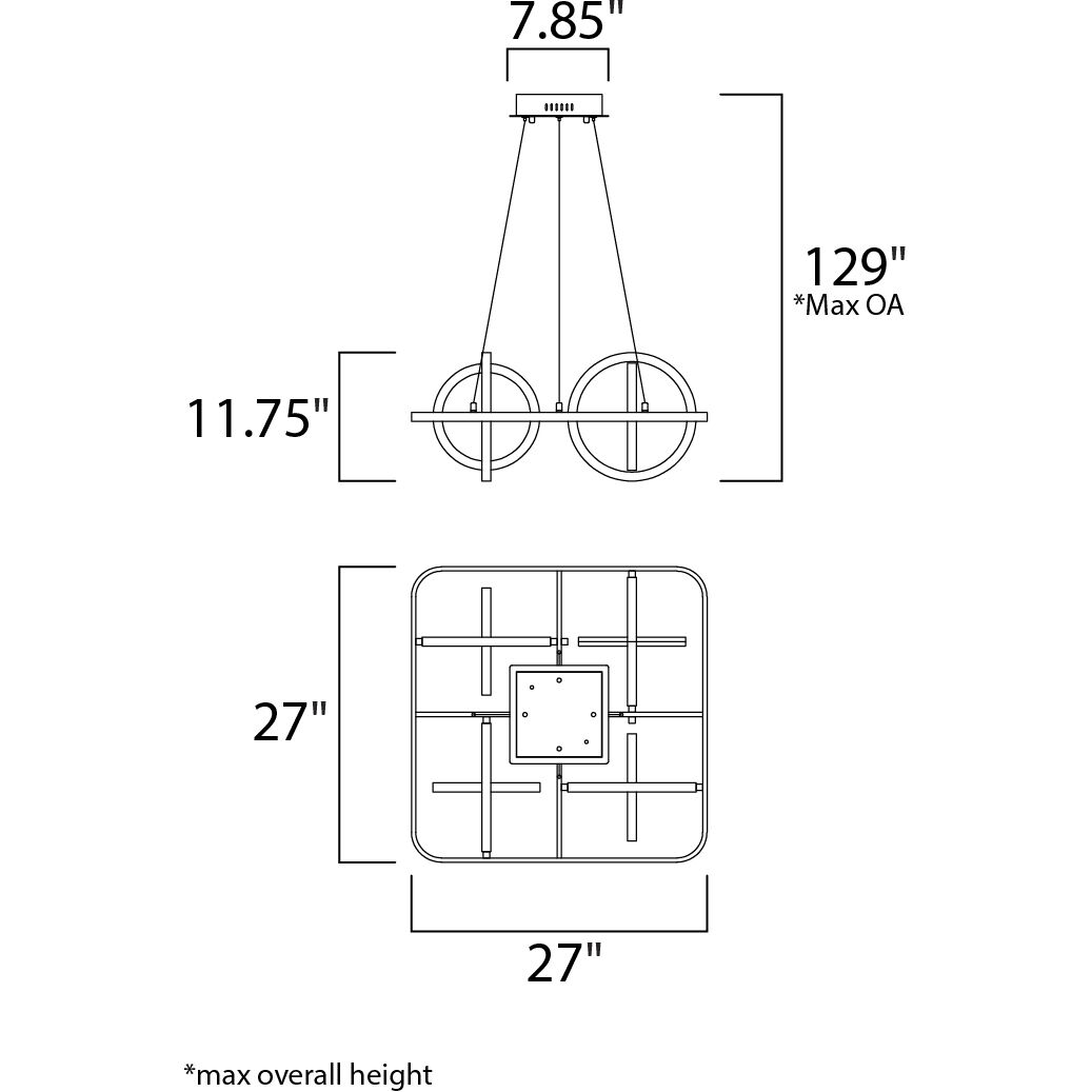 Gyro II LED 27 inch Black and Polished Chrome Single Pendant Ceiling Light