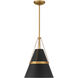 Springfield 1 Light 12 inch Legacy Brass and Dark Matte Black Pendant Ceiling Light