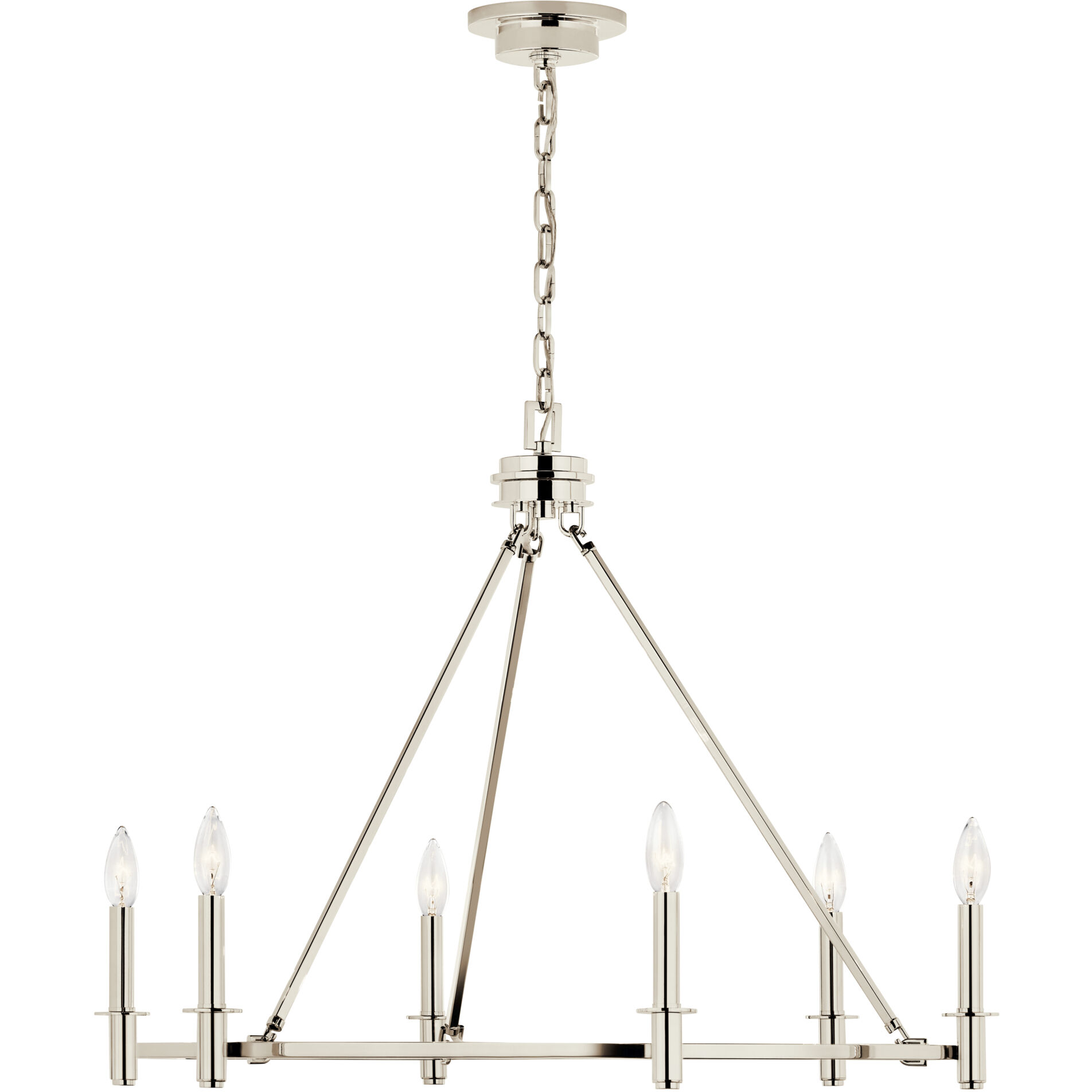 Carrick 6 Light Polished Nickel Chandelier Ceiling Light, 1 Tier Small