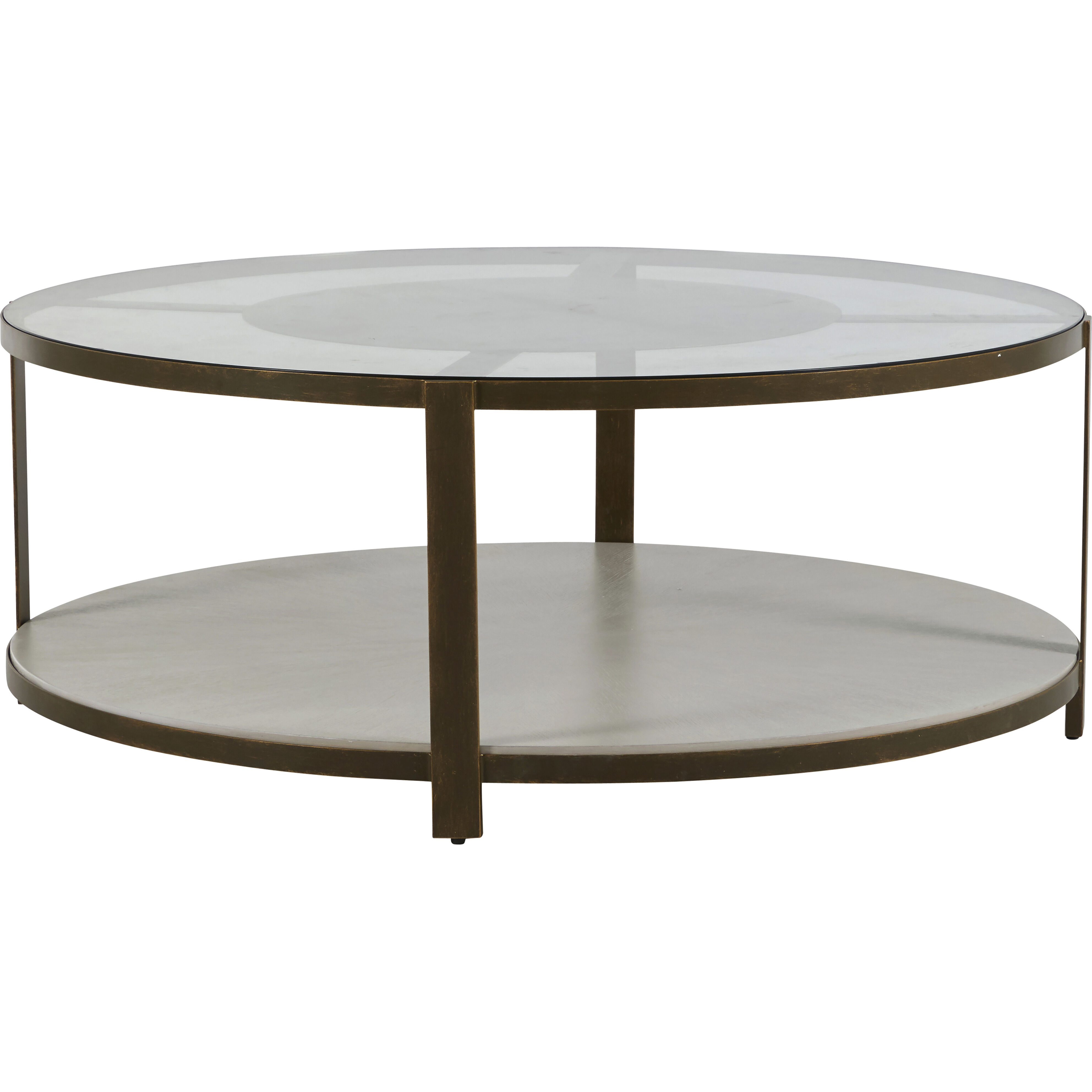 Marlon 48.5 X 48.25 inch Textured Black and Brushed Brass with Cerused White Coffee Table