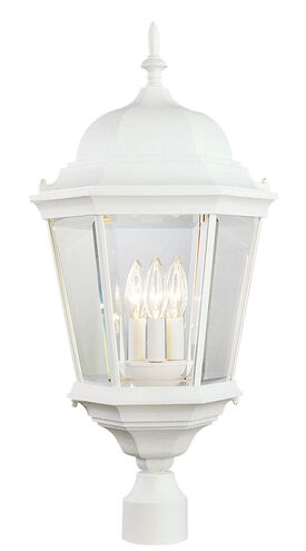 Classical 3 Light 27 inch White Outdoor Postmount Lantern