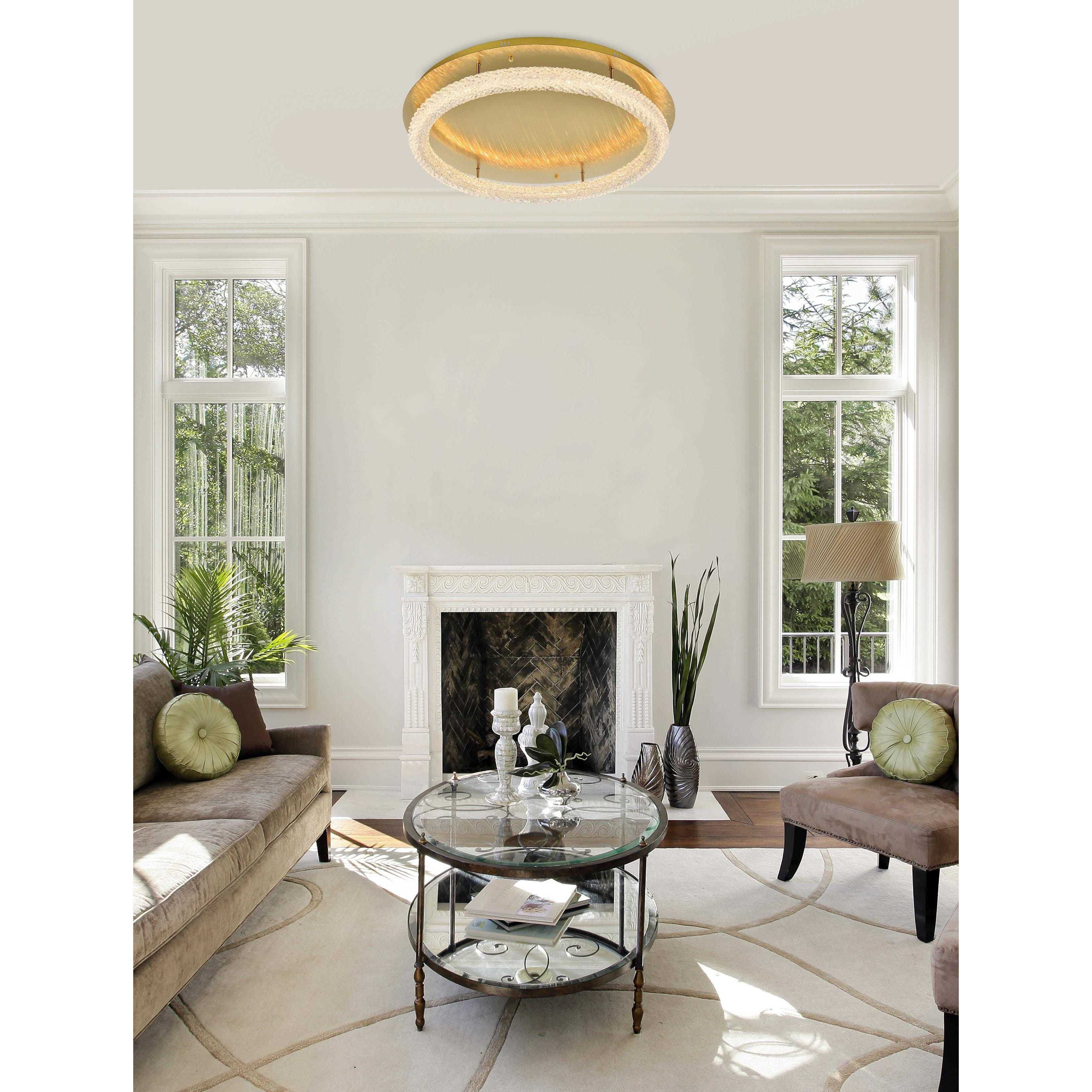 Bowen 1 Light 33.5 inch Satin Gold Flush Mount Ceiling Light