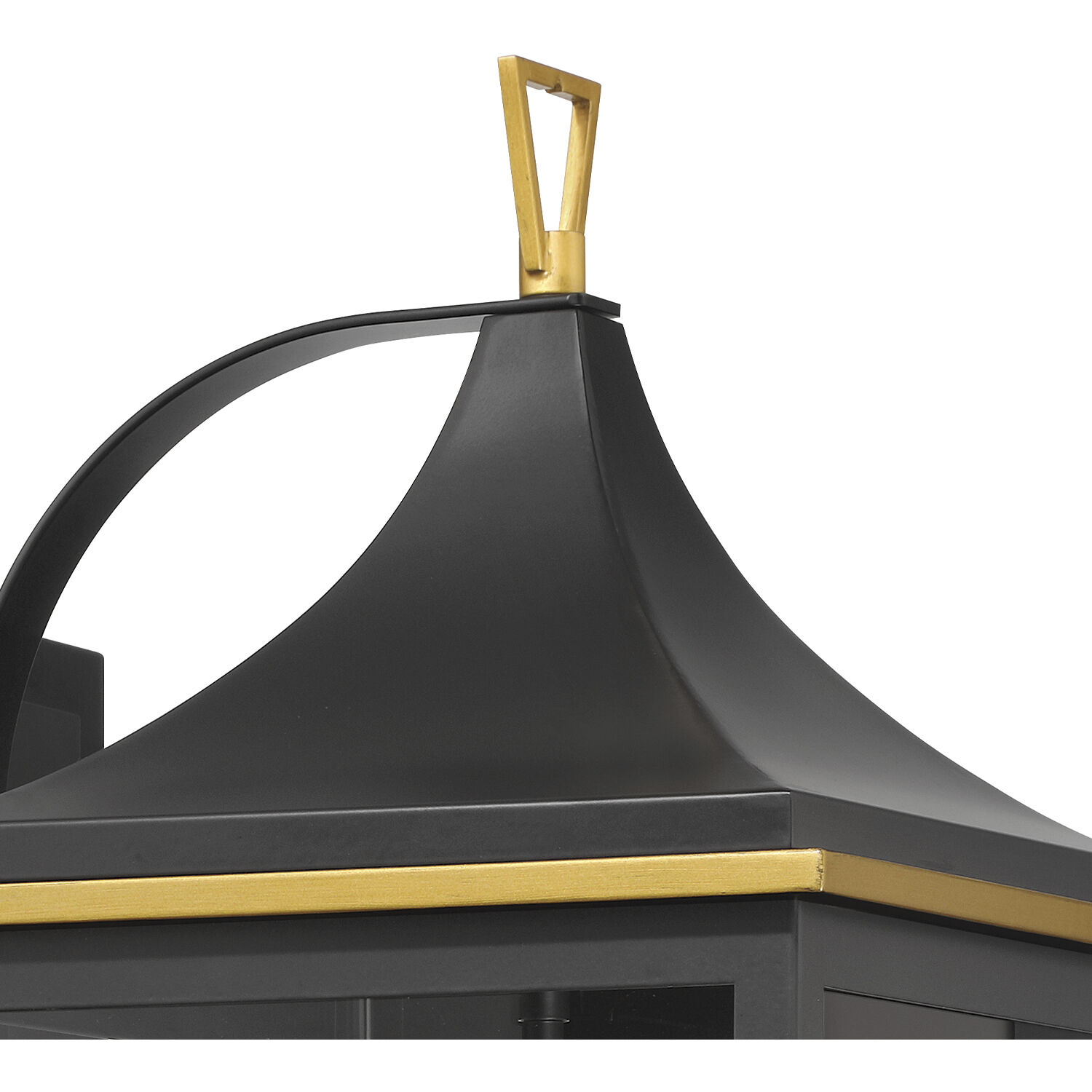 Simpson 3 Light 25 inch Matte Black and Textured Gold Outdoor Sconce