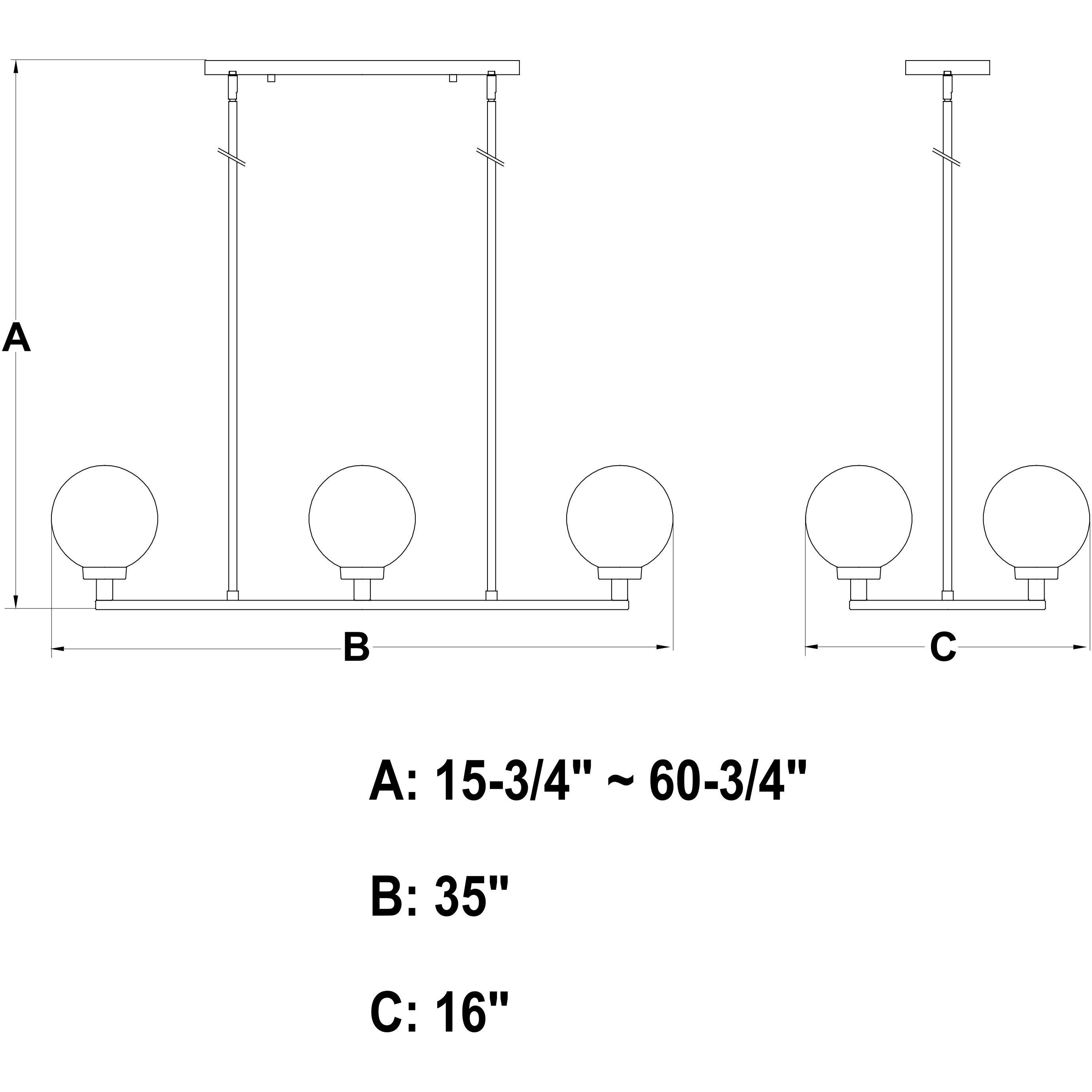 Lander LED 35 inch Matte Black Linear Chandelier Ceiling Light
