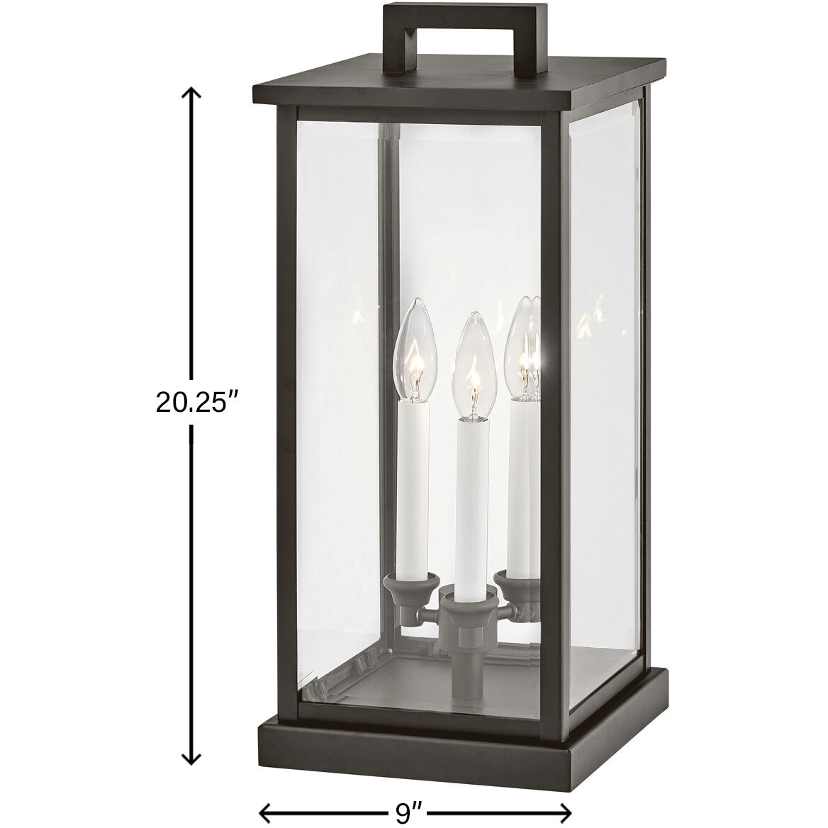 Estate Series Weymouth 3 Light 20.25 inch Oil Rubbed Bronze Outdoor Pier Mount Lantern in Non-LED, Large