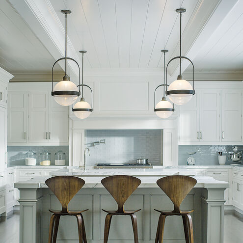 Atlas 1 Light 13.9 inch Dark Smoke Pendant Ceiling Light in Opaline