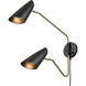 Stanley 20 inch 60 watt Matte Black with Brushed Gold Swingarm Sconce Wall Light