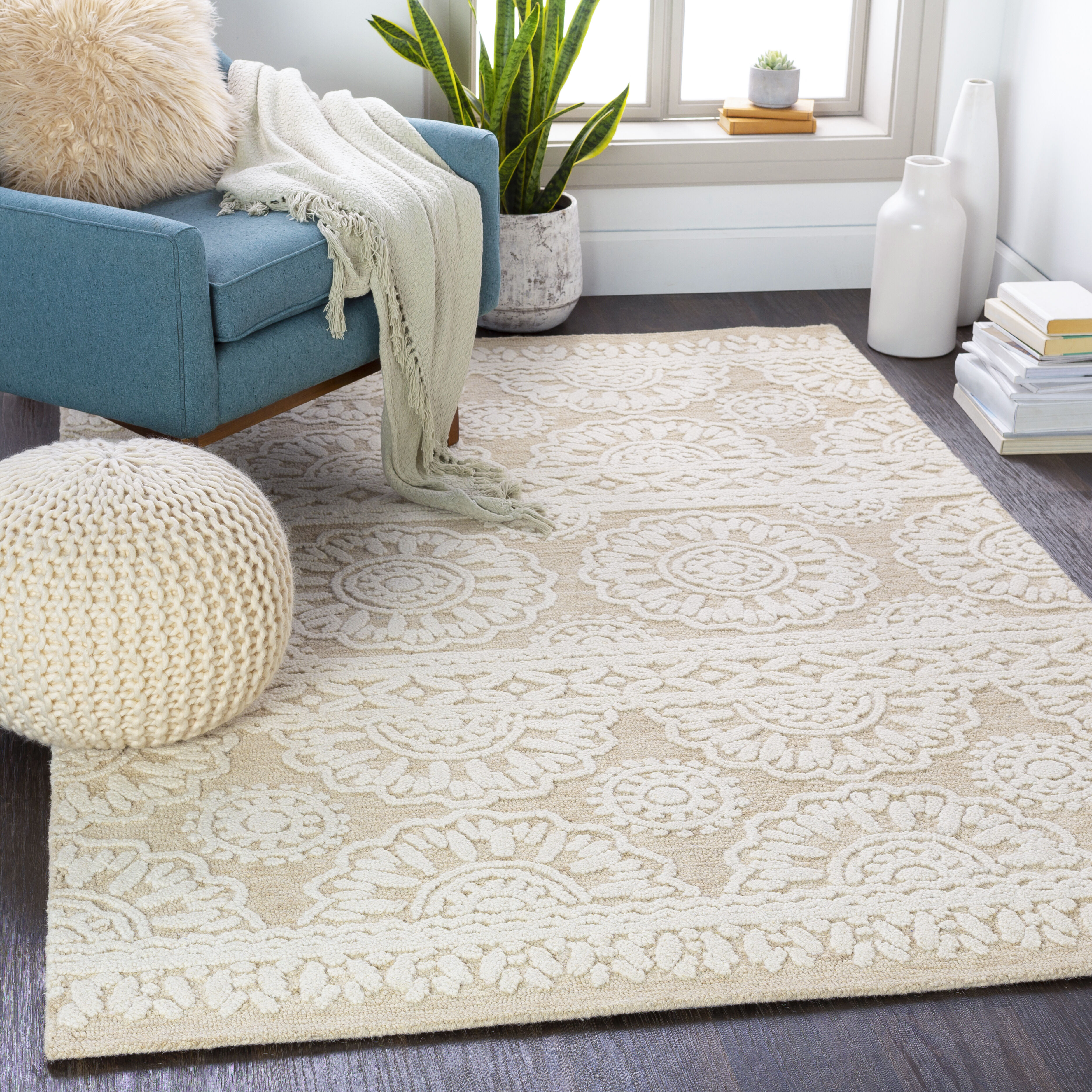 Izmir 90 X 60 inch Light Beige Rug in 5 x 8, Rectangle