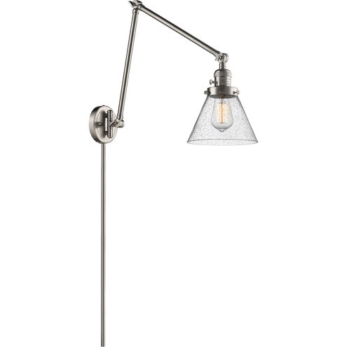 Large Cone 30 inch 60.00 watt Satin Nickel Swing Arm Wall Light, Franklin Restoration