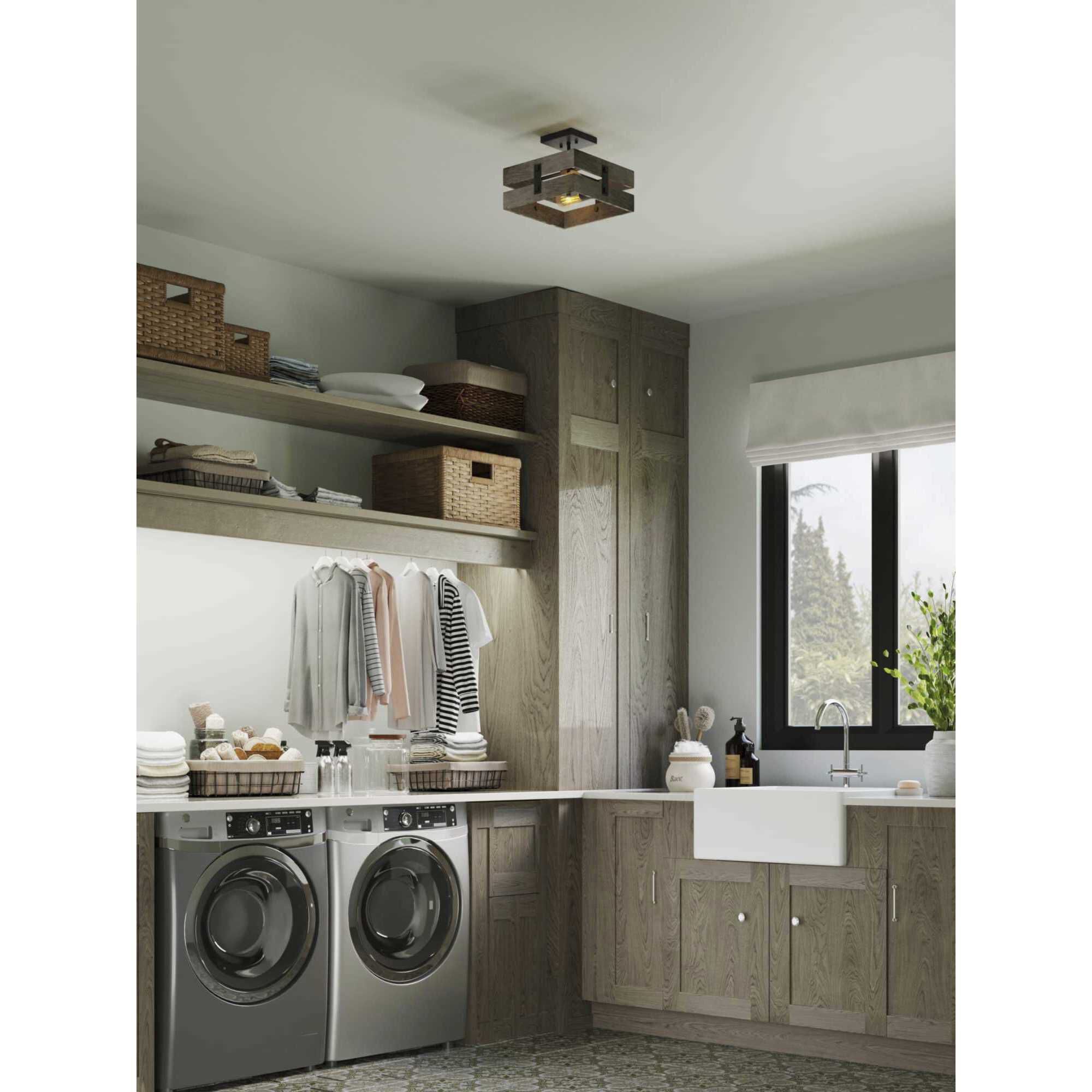 Hemsworth 2 Light 14 inch Textured Black Semi-Flush Mount Ceiling Light