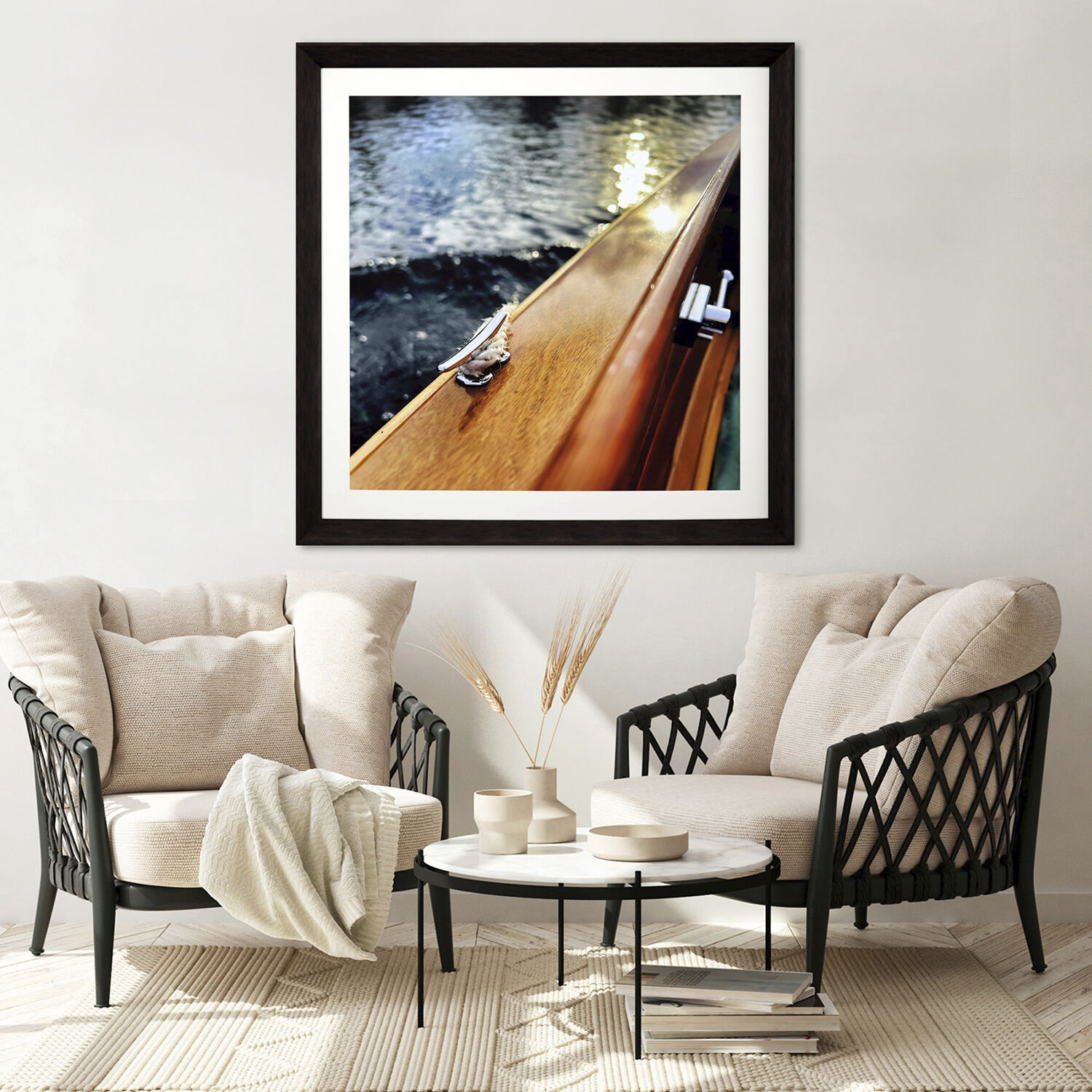 Lake Life Brown and Blue and Multi Framed Art