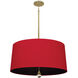 Williamsburg Custis 3 Light 15 inch Modern Brass Pendant Ceiling Light in Richmond Red With Blacksmith Black