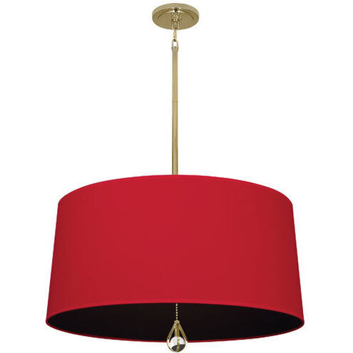 Williamsburg Custis 3 Light 15 inch Modern Brass Pendant Ceiling Light in Richmond Red With Blacksmith Black