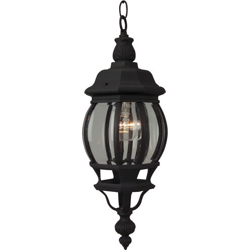 French Style 1 Light 6.5 inch Textured Black Outdoor Pendant, Small
