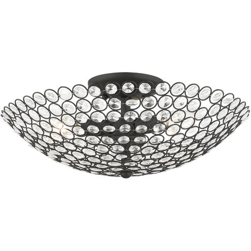 Cassandra 3 Light 16 inch Black Semi Flush Ceiling Light