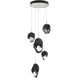 Chrysalis 5 Light 15.7 inch White Pendant Ceiling Light in Black Crystal, Long Pipe