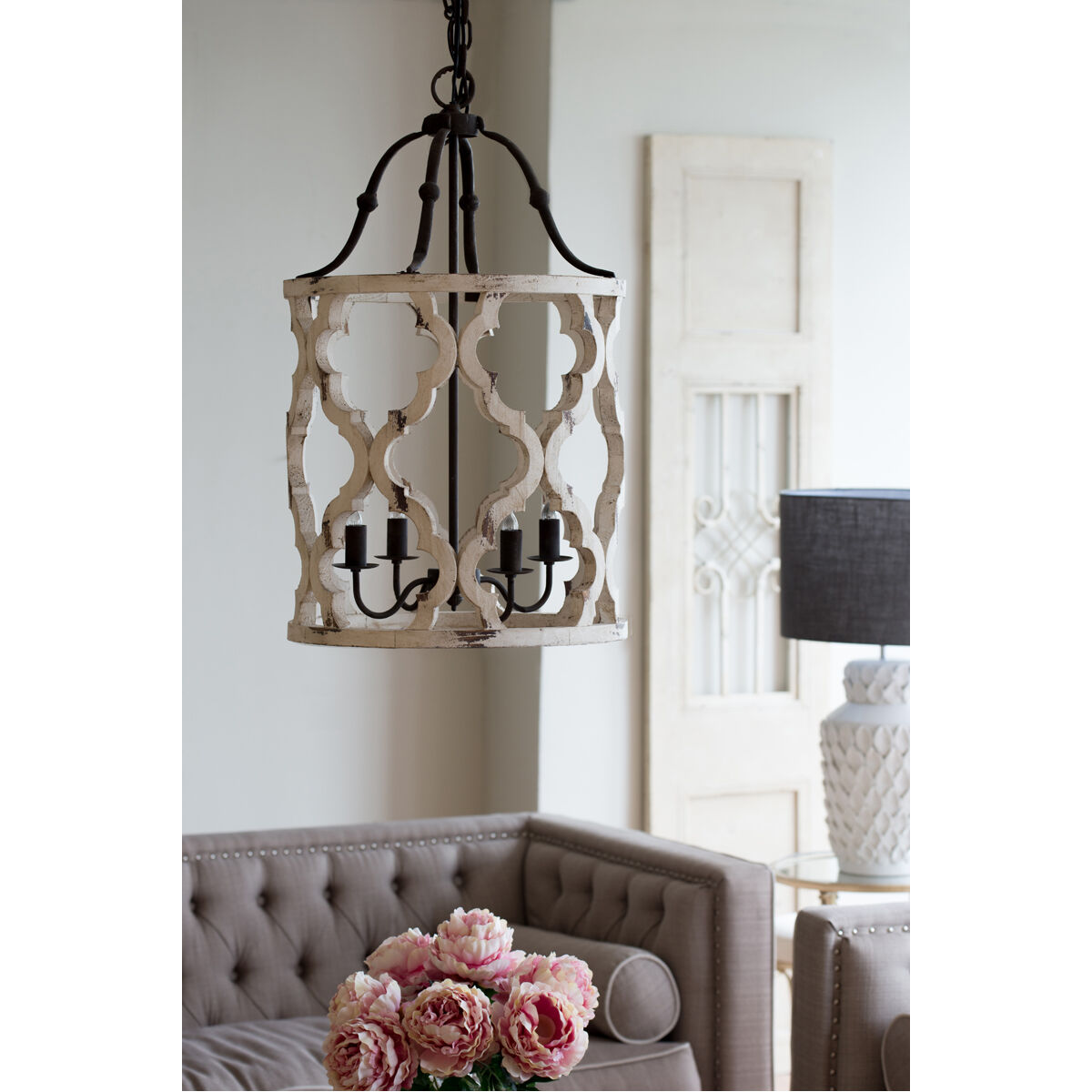 Jolette 4 Light 19 inch Washed White Chandelier Ceiling Light