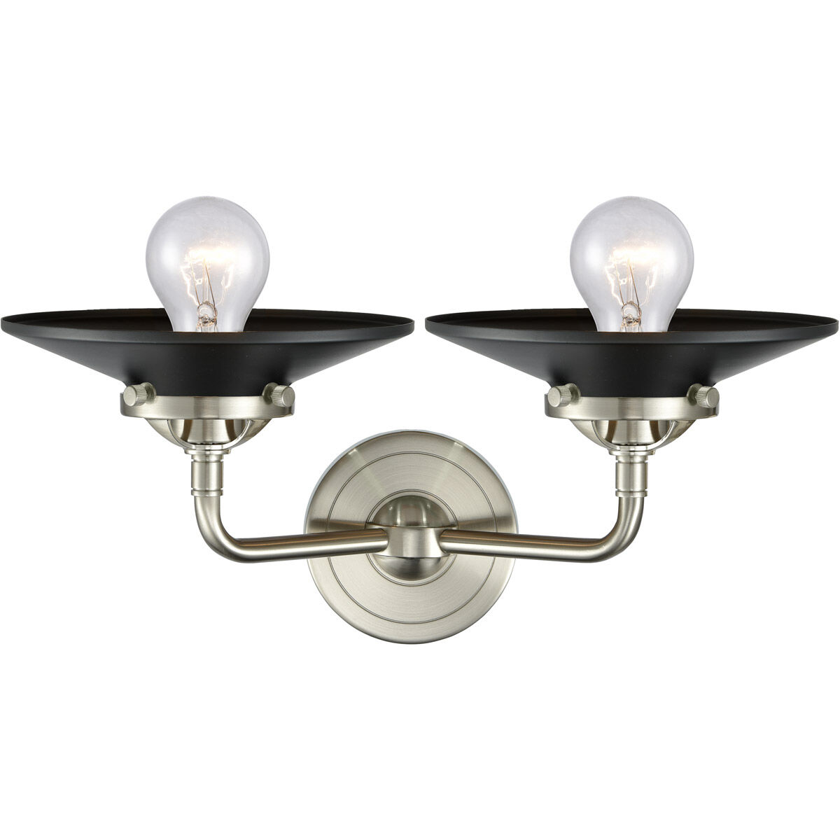 Nouveau Railroad 2 Light 16 inch Brushed Satin Nickel Bath Vanity Light Wall Light in Matte Black, Nouveau