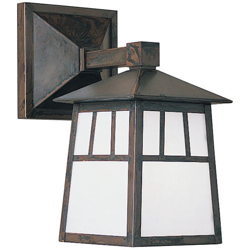 Raymond 1 Light 17.5 inch Mission Brown Outdoor Wall Mount in White Opalescent