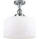 Ballston X-Large Bell LED 8 inch Polished Chrome Semi-Flush Mount Ceiling Light in Matte White Glass, Ballston