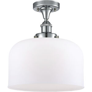 Ballston X-Large Bell LED 8 inch Polished Chrome Semi-Flush Mount Ceiling Light in Matte White Glass, Ballston