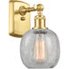 Ballston Belfast LED 6 inch Satin Gold Sconce Wall Light in Clear Crackle Glass, Ballston