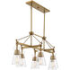 Lakewood 6 Light 40 inch Warm Brass Linear Chandelier Ceiling Light, Essentials