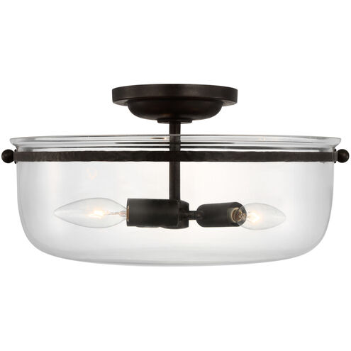 Chapman & Myers Lorford LED 15.5 inch Aged Iron Semi-Flush Ceiling Light, Medium