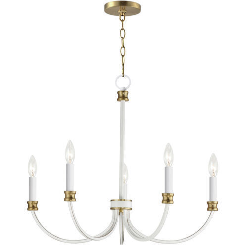 Charlton 5 Light 26 inch Weathered White and Gold Leaf Chandelier Ceiling Light