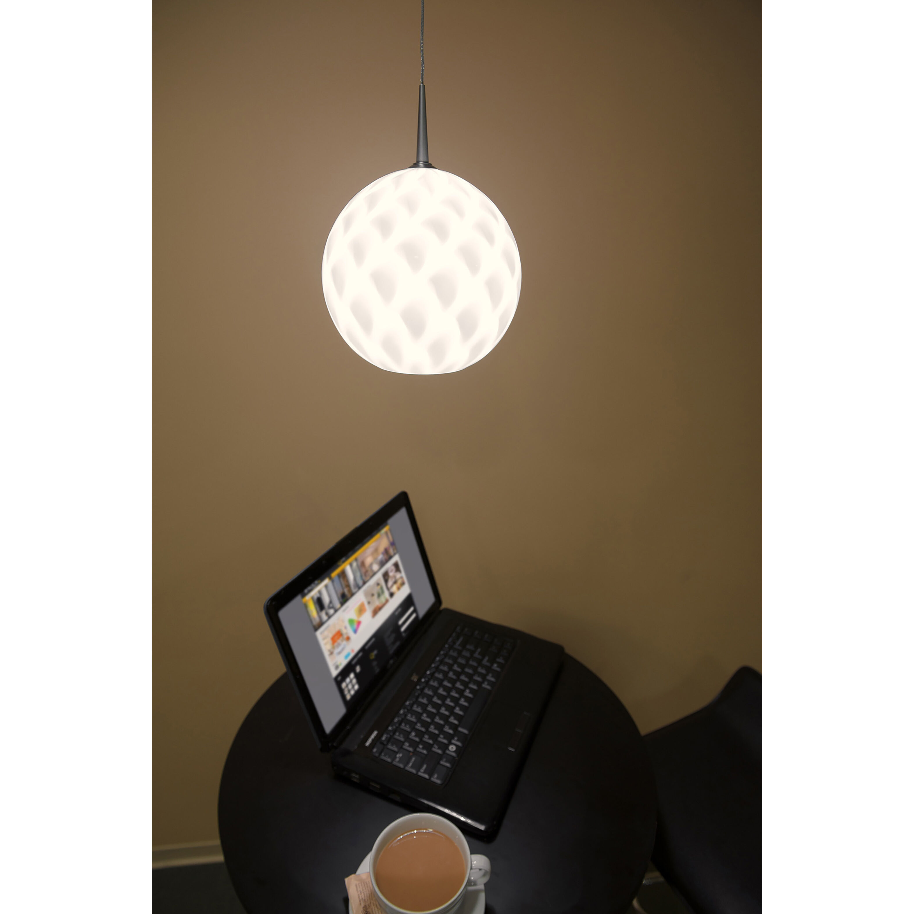 Sirena LED 7.9 inch Chrome Pendant Ceiling Light in White Glass