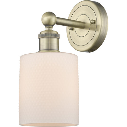 Cobbleskill Sconce Wall Light in Antique Brass, Matte White