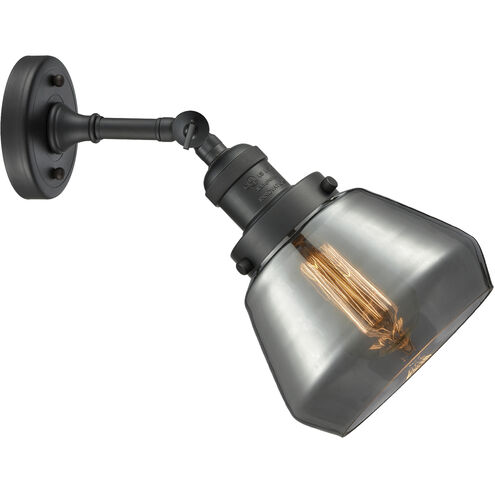 Franklin Restoration Fulton 1 Light 7 inch Matte Black Sconce Wall Light in Plated Smoke Glass, Franklin Restoration