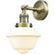 Franklin Restoration Small Oxford LED 7.5 inch Antique Brass Sconce Wall Light in Matte White Glass, Franklin Restoration
