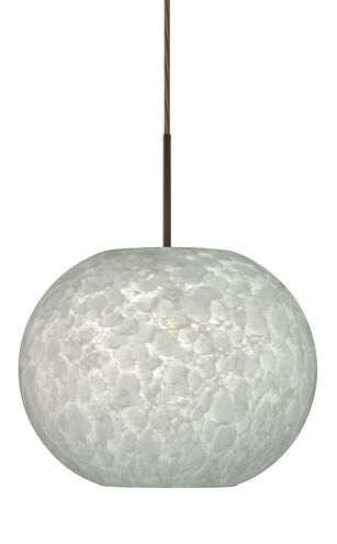 Luna 1 Light Bronze Pendant Ceiling Light in Carrera Glass, Incandescent