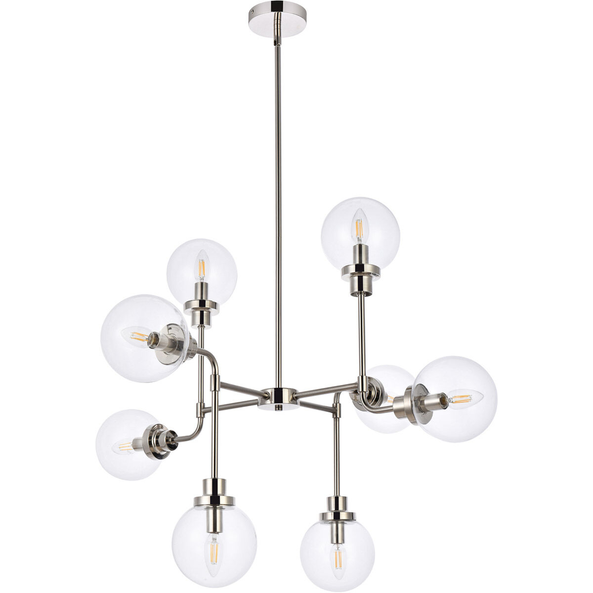 Hanson 8 Light 36 inch Polish Nickel Pendant Ceiling Light
