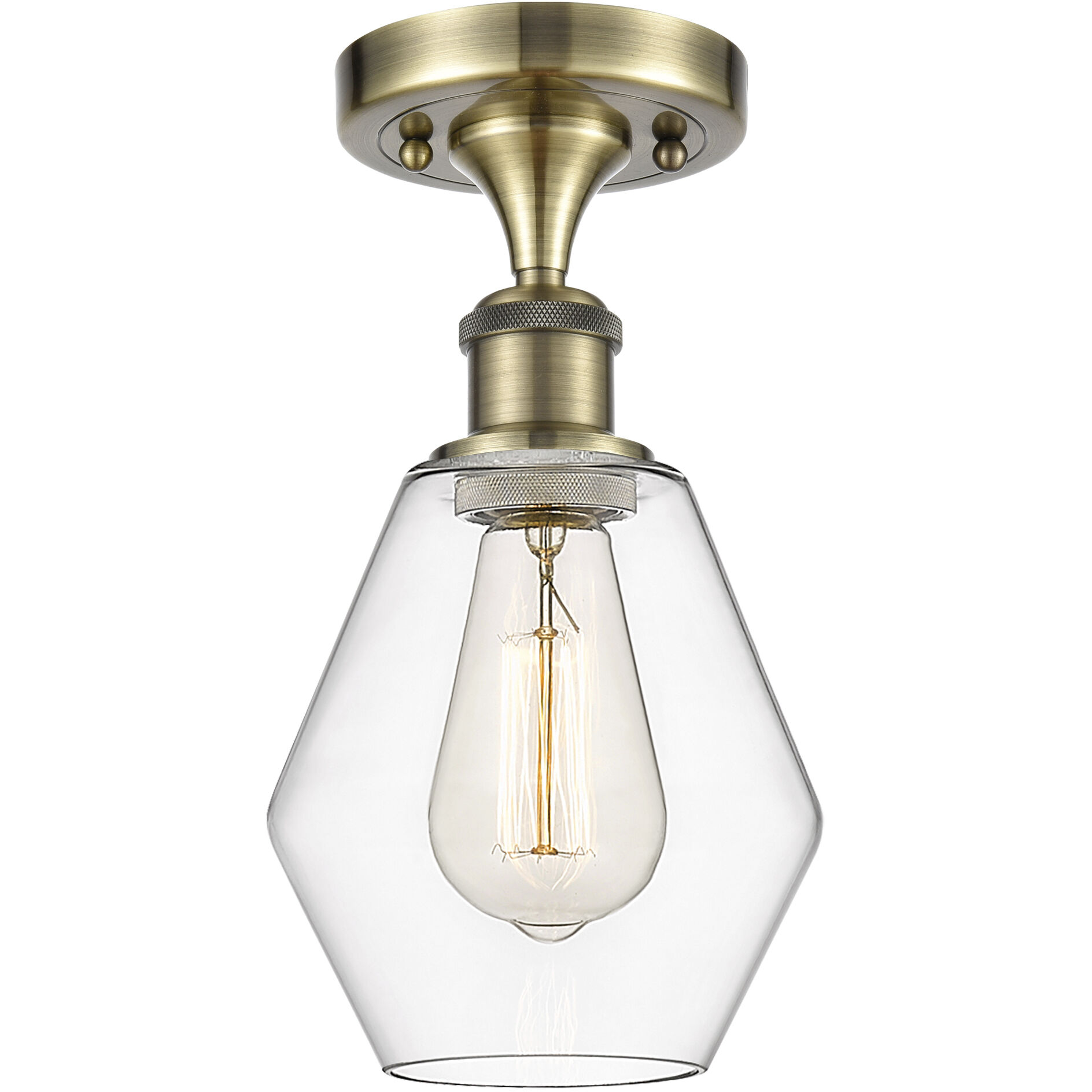 Ballston Cindyrella 1 Light 6 inch Antique Brass Semi-Flush Mount Ceiling Light in Incandescent, Clear Glass
