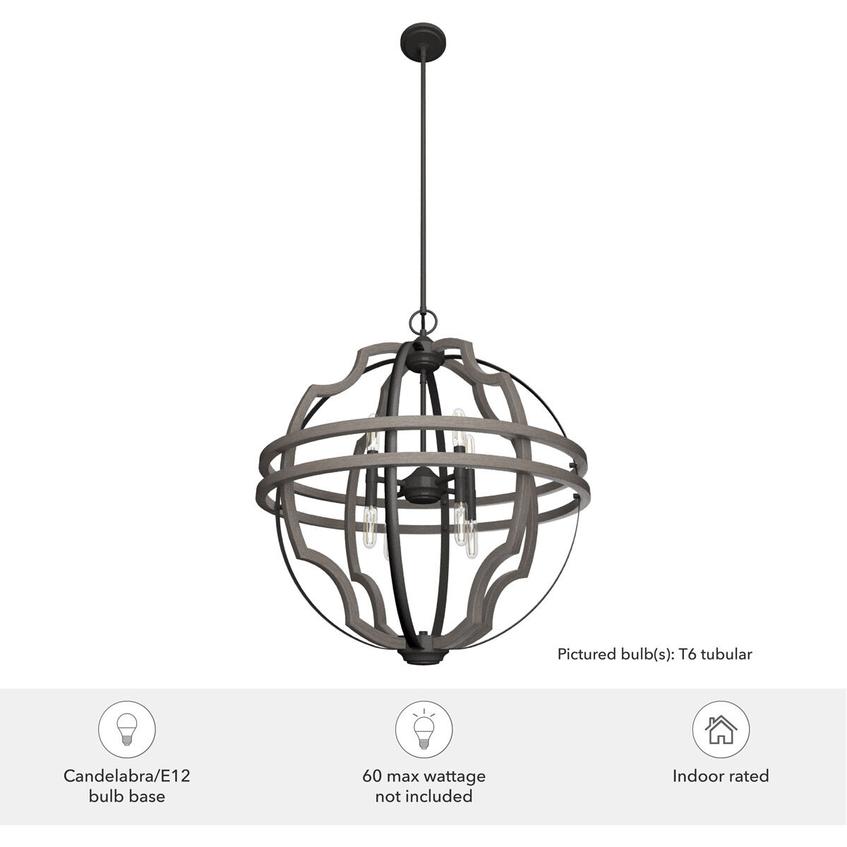 Stone Creek 8 Light 25.5 inch Noble Bronze and White Washed Oak Pendant Ceiling Light