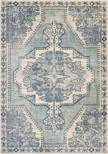 Bohemian 88 X 63 inch Teal Rug in 5 x 8, Rectangle
